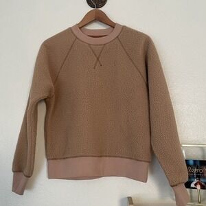 Everlane The Renew Fleece Oversized Crew Size‎ Medium Beige Sweatshirt Fall